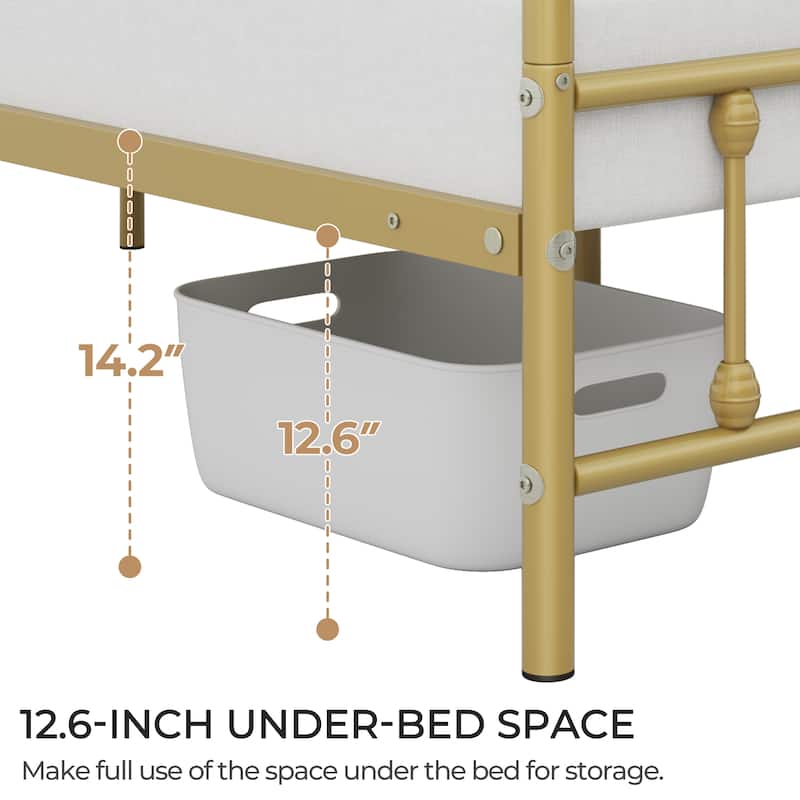 Yaheetech Classic Iron Platform Bed with High Headboard and Footboard Strong Metal-Framed Bed