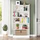 72-inch Bookcase, Modern 6-Tier White Bookshelf, Wood Display Shelf