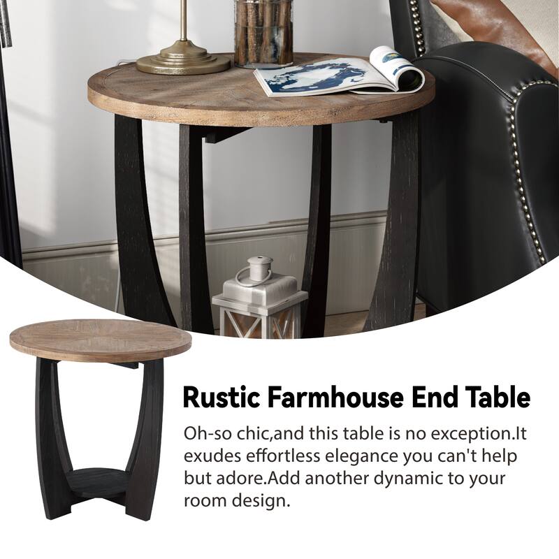 COZAYH Rustic Farmhouse End Table, French Country Accent Coffee Table for Family, Small Spaces