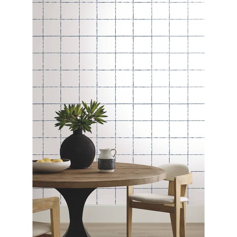York Wallcoverings La Vitre Plaid Ultramarine Wallpaper