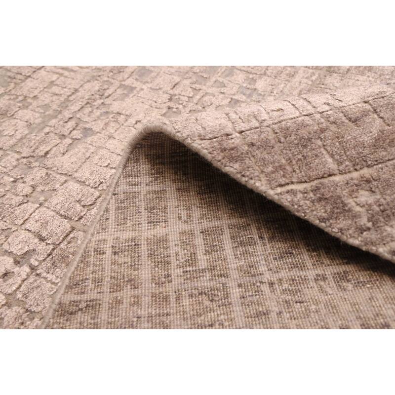 ECARPETGALLERY Hand-knotted Legacy Dark Grey, Taupe Silk, Wool Rug - 6'0 x 6'0