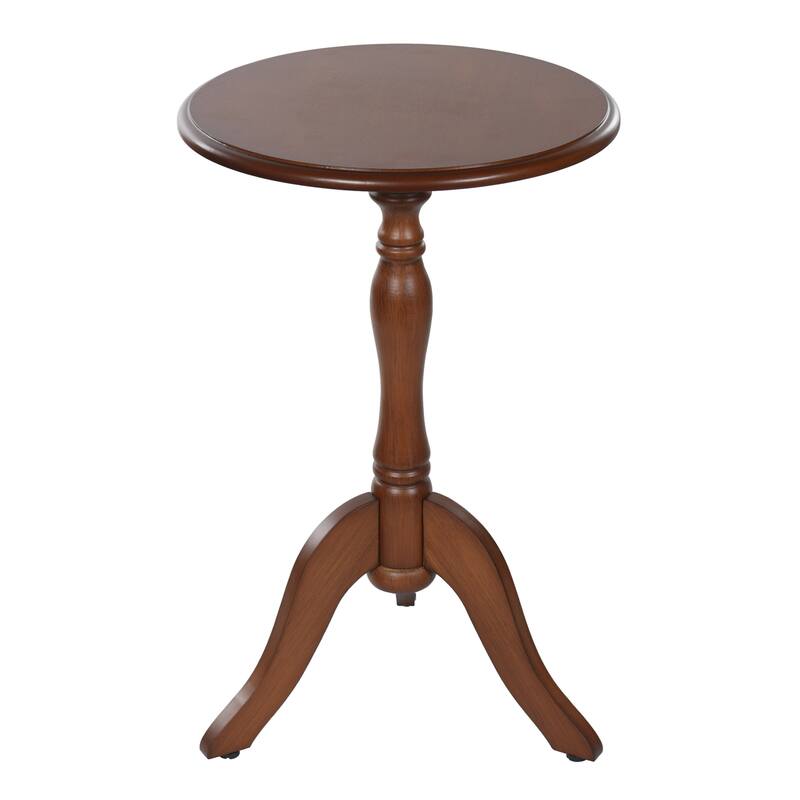 StyleCraft Harbor Breeze Round Pedestal Side Table - Warm Walnut