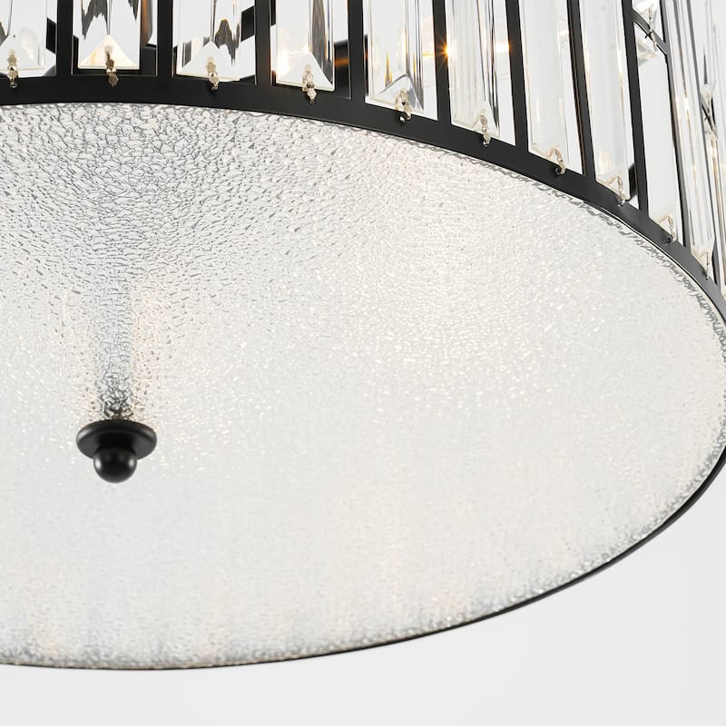 6-Light Modern Industrial Drum Crystal Chandelier for Dining Room/Bedroom - 19.69 in. W x 7.09 in. H