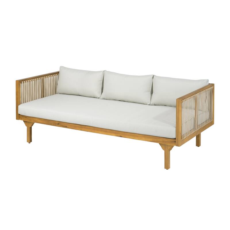 Christopher Knight Home - Acacia Wood Outdoor Patio Sofa with Rope Design
