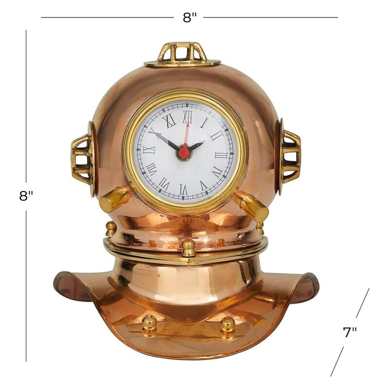 US Navy Mark V 8-inch Diving Helmet Coastal Decor Table Clock