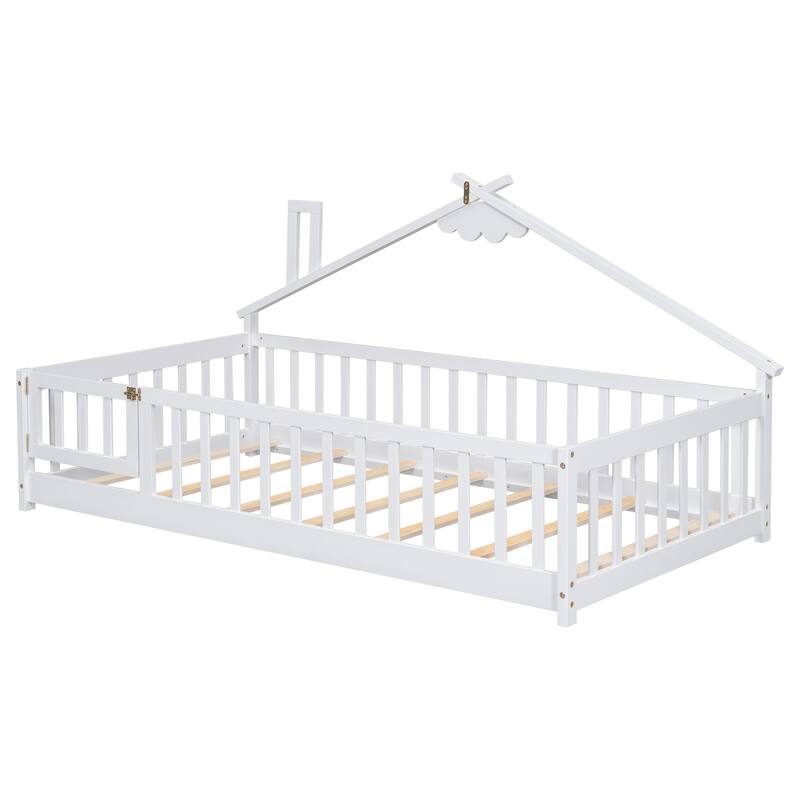 WM Twin House-Shaped Bedside Floor Bed