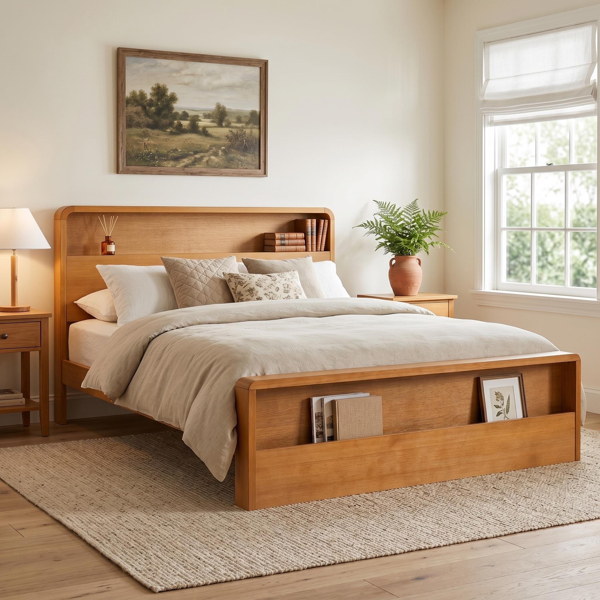 King Size Platform Bed Frame with Storage Headboard & Footboard