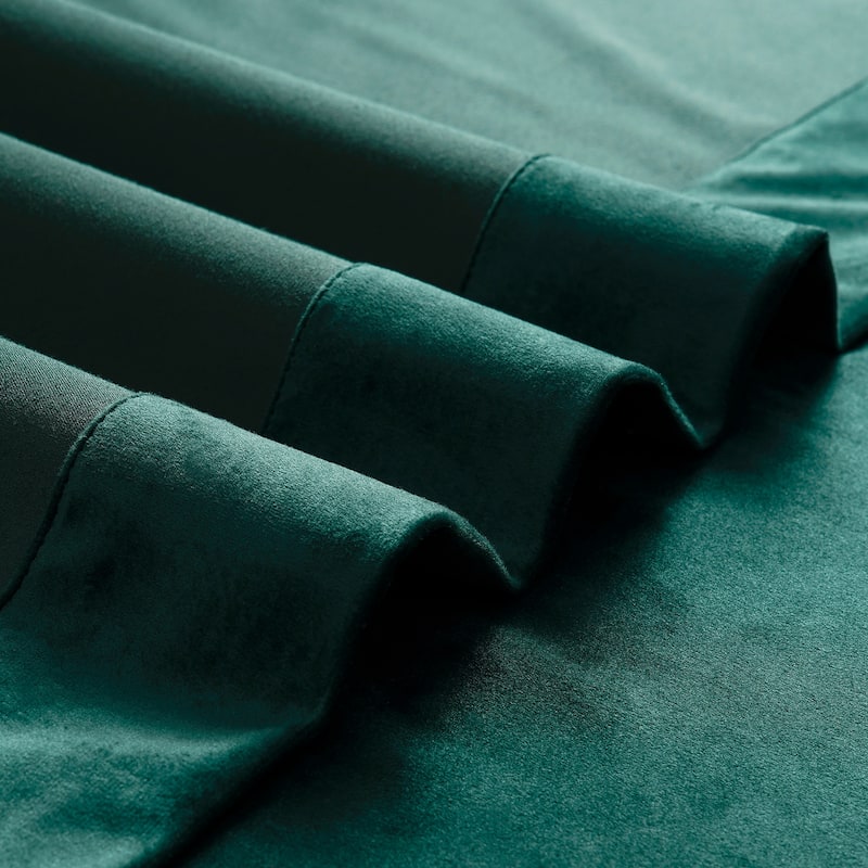 Exclusive Fabrics Basic Deluxe Velvet Curtains Pair - 2 Panels - Grommet Room Darkening Curtains