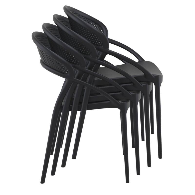 32.25" Black Mesh Outdoor Patio Round Dining Chair