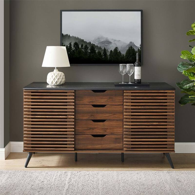 59" Modern Sideboard Storage Cabinet TV Stand with 4 Drawers and 2 Sliding Doors