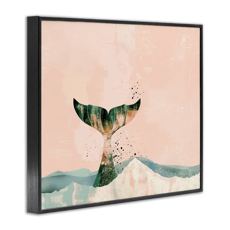 Stupell Pink Abstract Whale Tail Framed Giclee Art Design By Arlington Prints