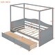 preview thumbnail 16 of 16, Pine Wood Twin Size Canopy Day Bed Frame with 2 Drawers and Built-in Backrest, Modern Platform Bed Frame for Kids, Teens