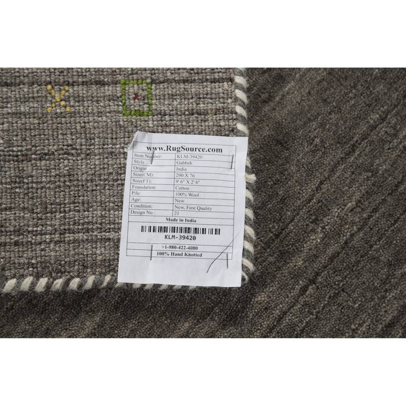 Gray Tribal Gabbeh Indian Runner Rug Handmade Wool Carpet - 2'6" x 9'6"