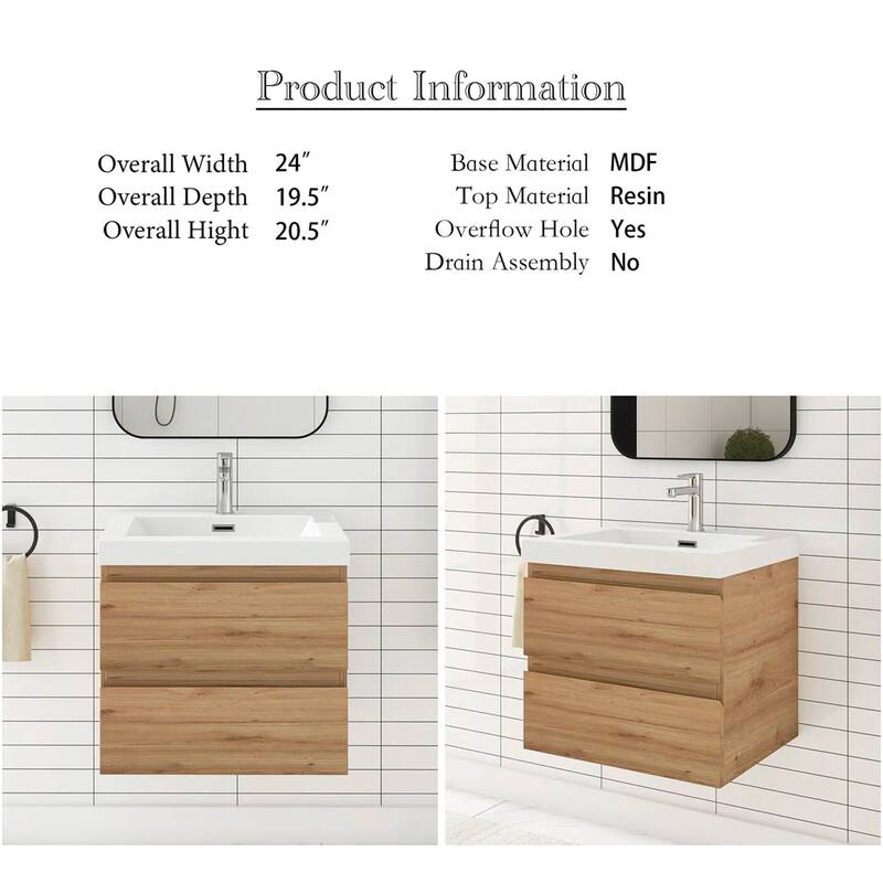 Floating Bathroom Vanity with Resin Top