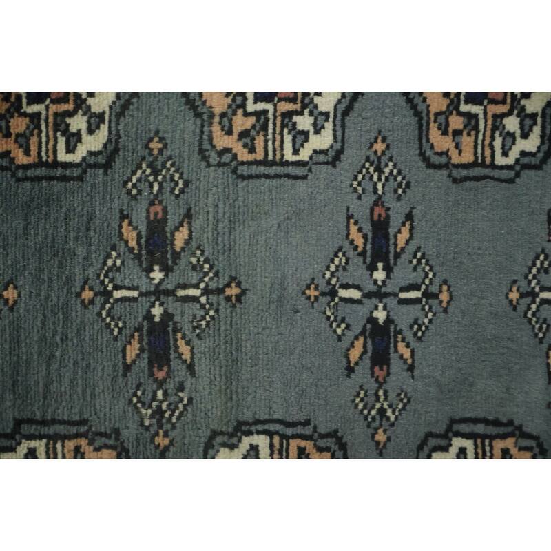 Hand Knotted Oriental 100% Wool Carpet Traditional Tribal Navy Blue & Blues Bokhara Area Rug - 5' 11'' X 4' 2''