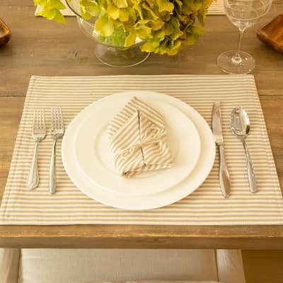 Lush Decor Farmhouse Ticking Stripe Yarn Dyed Placemat, 4-Pack - 14" x 19"