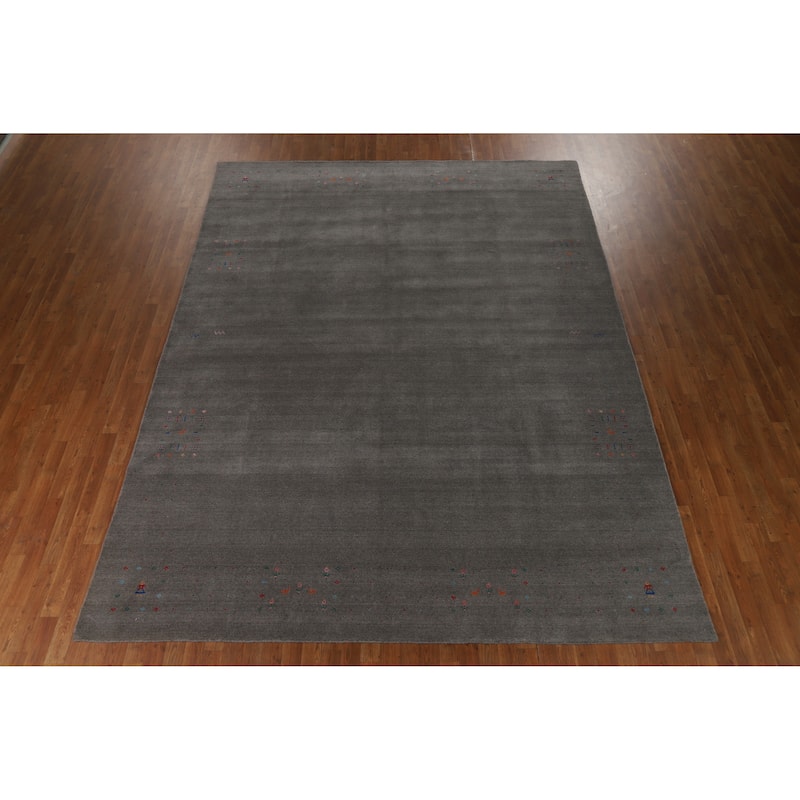 Hand Knotted Oriental 100% Wool Carpet Tribal Tribal Greys & Charcoal Gabbeh Area Rug - 12' 1'' X 9' 1''