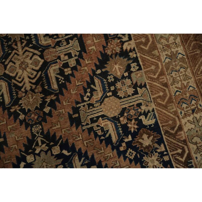 Hand Knotted Oriental 100% Wool Carpet Traditional Tribal Navy Blue & Blues Bakhtiari Area Rug - 10' 4'' X 5' 5''