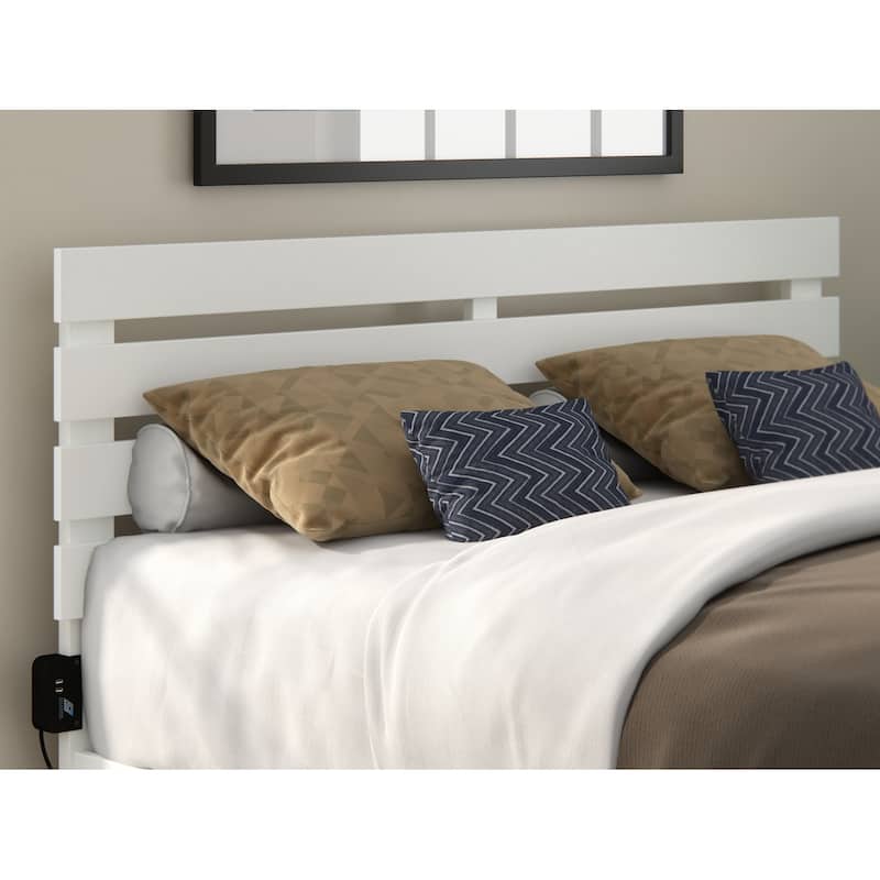 AFI Oxford Headboard with Attachable Charger - White - Queen
