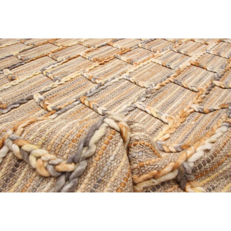 ECARPETGALLERY Braid weave Sienna Brown Wool Rug - 5'4 x 7'3