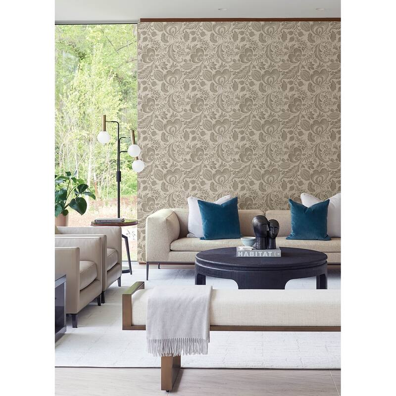 A-Street Prints Culver Light Brown Jacobean Wallpaper