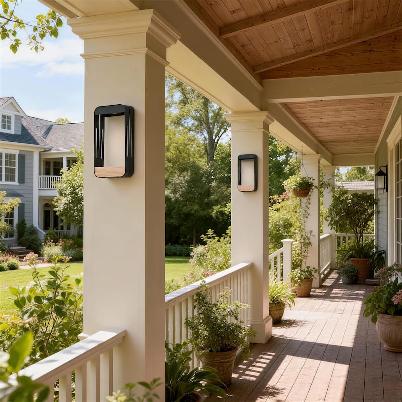 2 Pack Rectangle Frame Solar Integrated LED Sensor Outdoor Wall Light