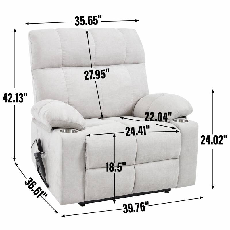 Dual Motor Infinite Position Up to 350 LBS Chenille Power Lift Recliner Chair