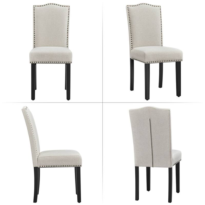 Yaheetech Set of 2 Modern Fabric Upholstered Dining Chairs Kitchen Chairs