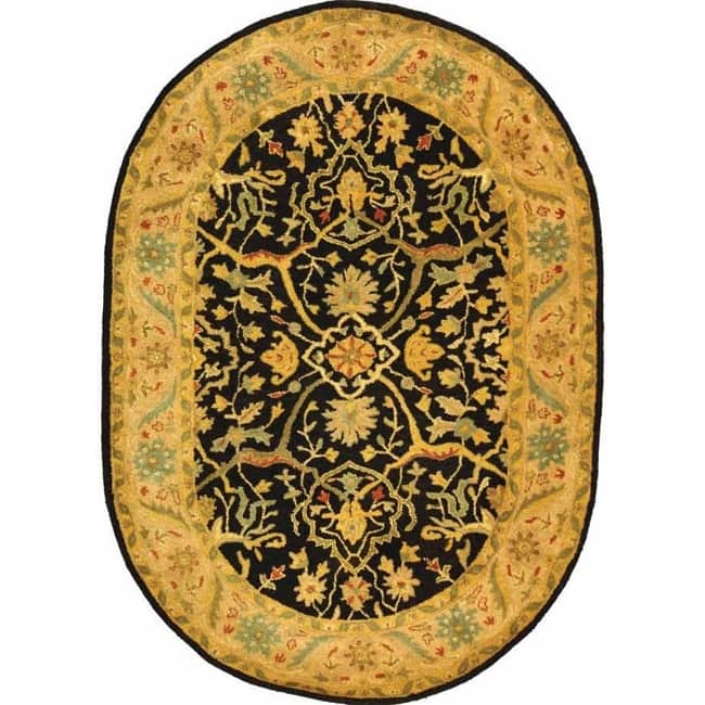 SAFAVIEH Handmade Antiquity Loana Traditional Oriental Wool Rug - 7'6" x 9'6" Oval - Black