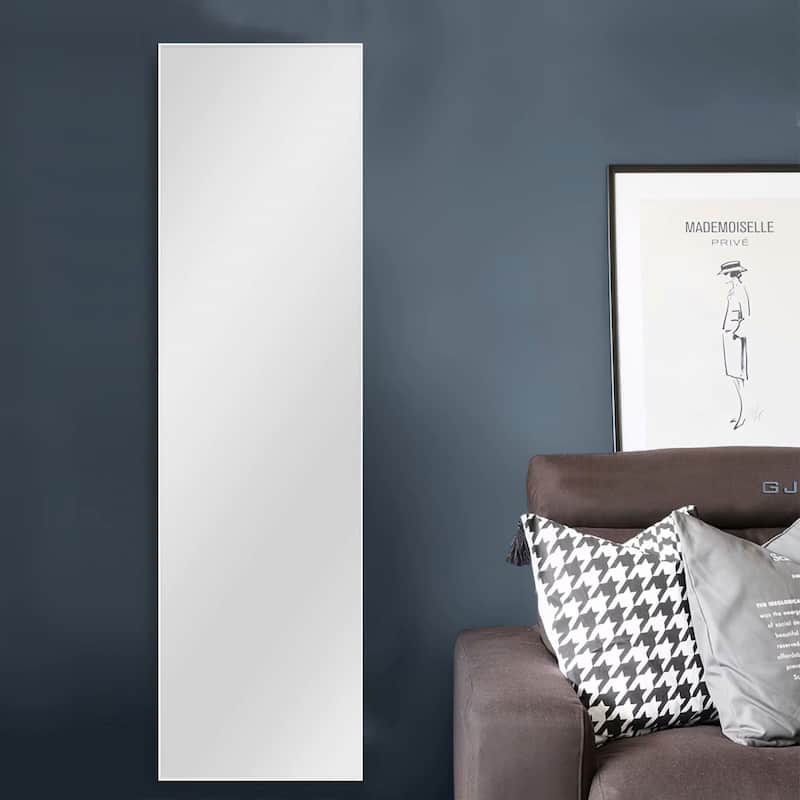 Modern Aluminum Alloy Slim Framed Full-length Floor Mirror - 47x12 - White