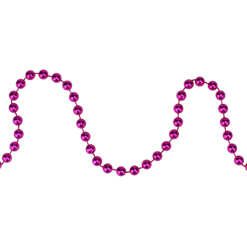 15'x0.25" Shiny Metallic Pink Beaded Artificial Christmas Garl - Unlit