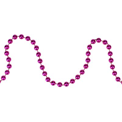 15'x0.25" Shiny Metallic Pink Beaded Artificial Christmas Garl - Unlit