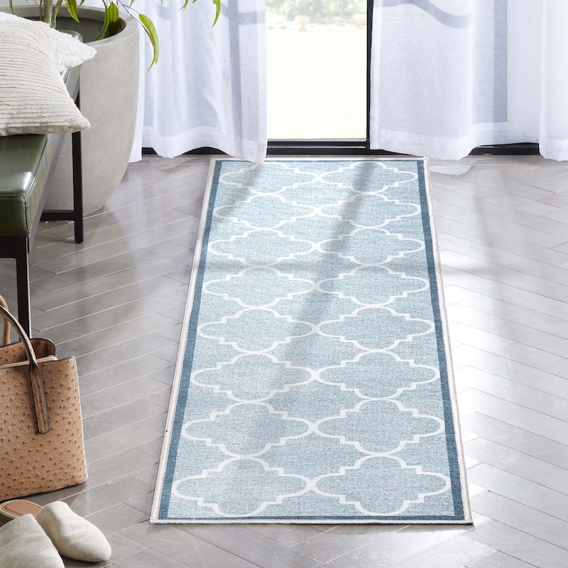 Well Woven Modern Bold Lattice Non-Skid Backing Runner Rug - 2' x 7'