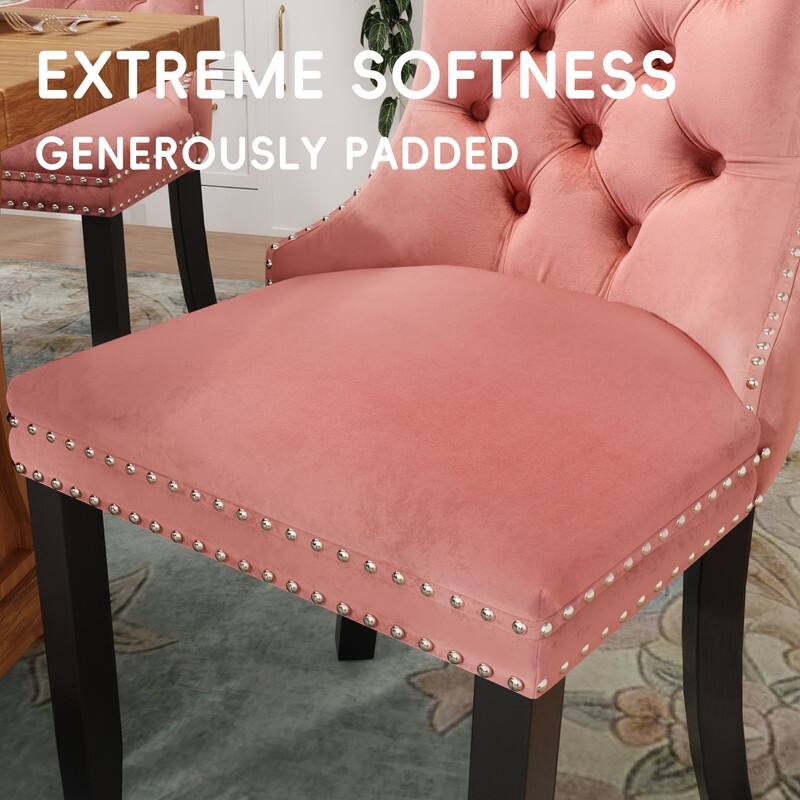 Tufted Naliheads Solid Wood Upholstered Dining Chairs (Set of 4)