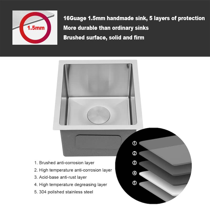 Undermount 16 Gauge Single Bowl Stainless Steel Kitchen Sink in Brushed Nickel