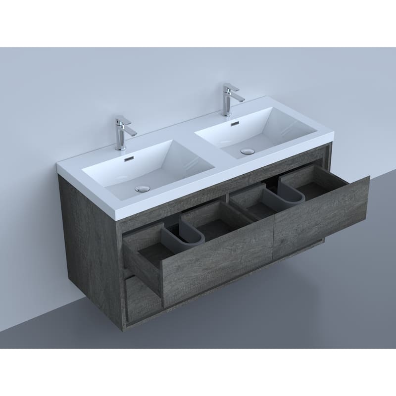 Sage 48" wall mounted bathroom vanity with double basin acrylic top