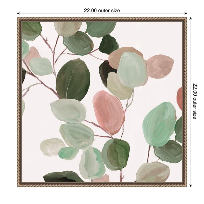 Floral Symphony in Soft Hues by PI Studio Framed Canvas Wall Art Print - 22 x 22 in - Gold