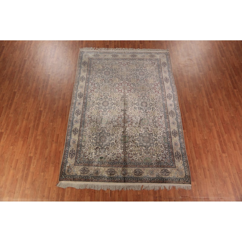 Handmade Silk Nain Persian Area Rug Oriental Carpet - 7'5"x 10'9"