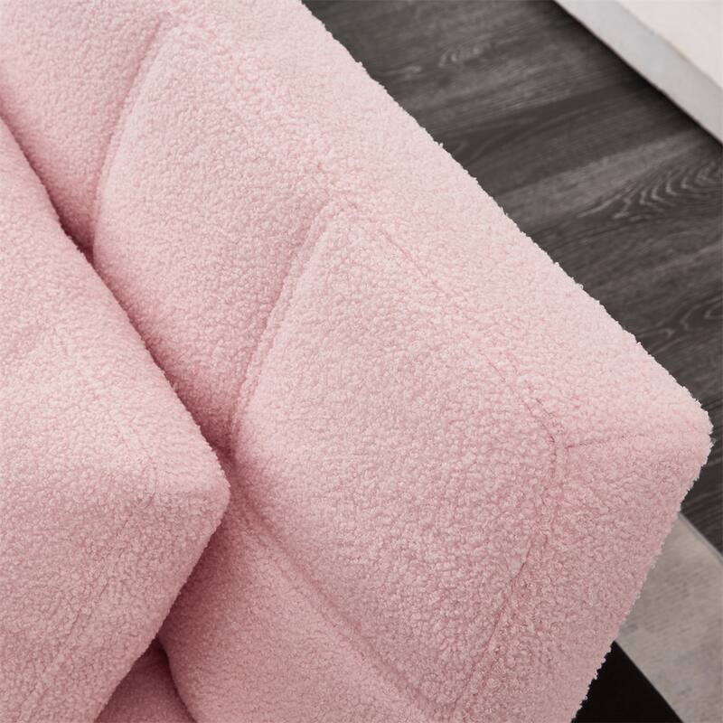 Convertible Single Sofa Bed Futon with Gold Metal Legs Teddy Fabric