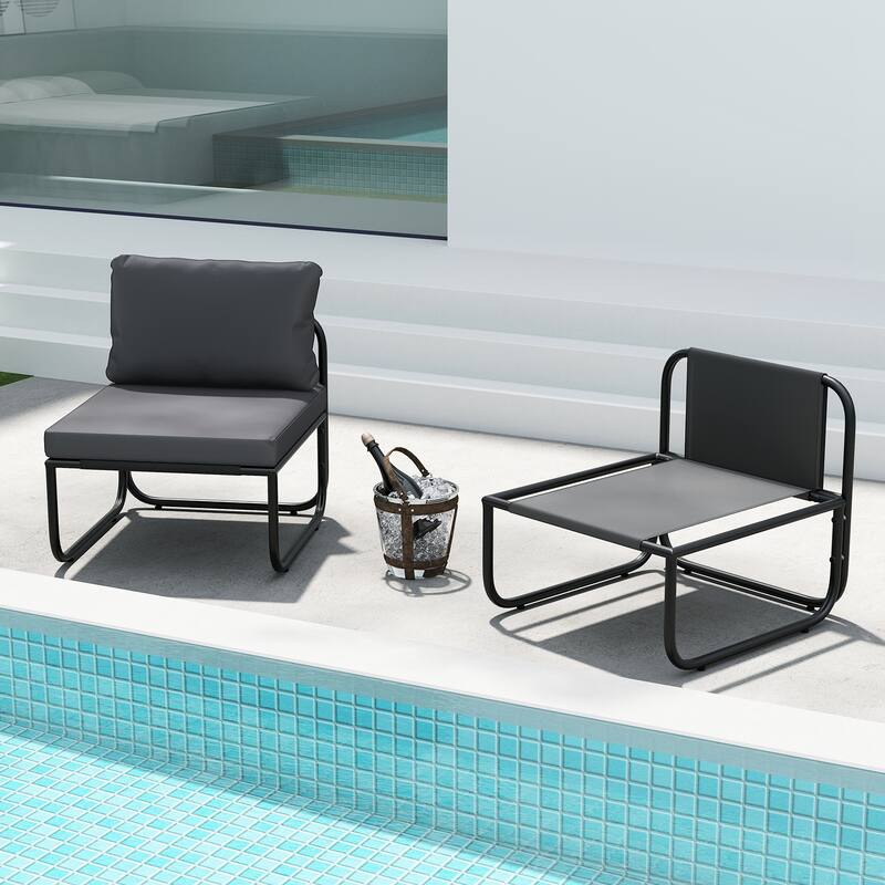 Gymax Patio Chairs Set of 4 w/ Removable Cushions Heavy Duty Metal