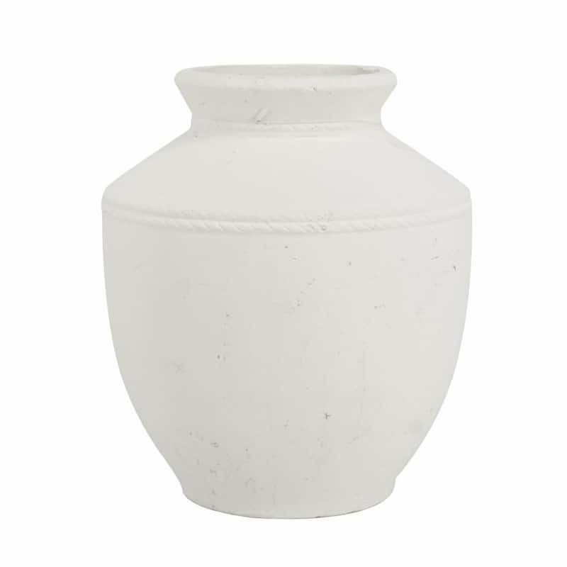 16" White Terracotta Round Jug Vase - 8.00