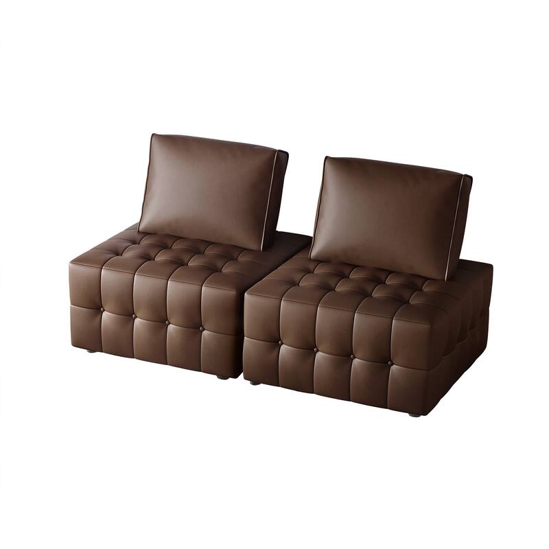 CraftPorch 2-Piece Elegance Button-Tufted PU Upholstered - 2 Piece - Brown
