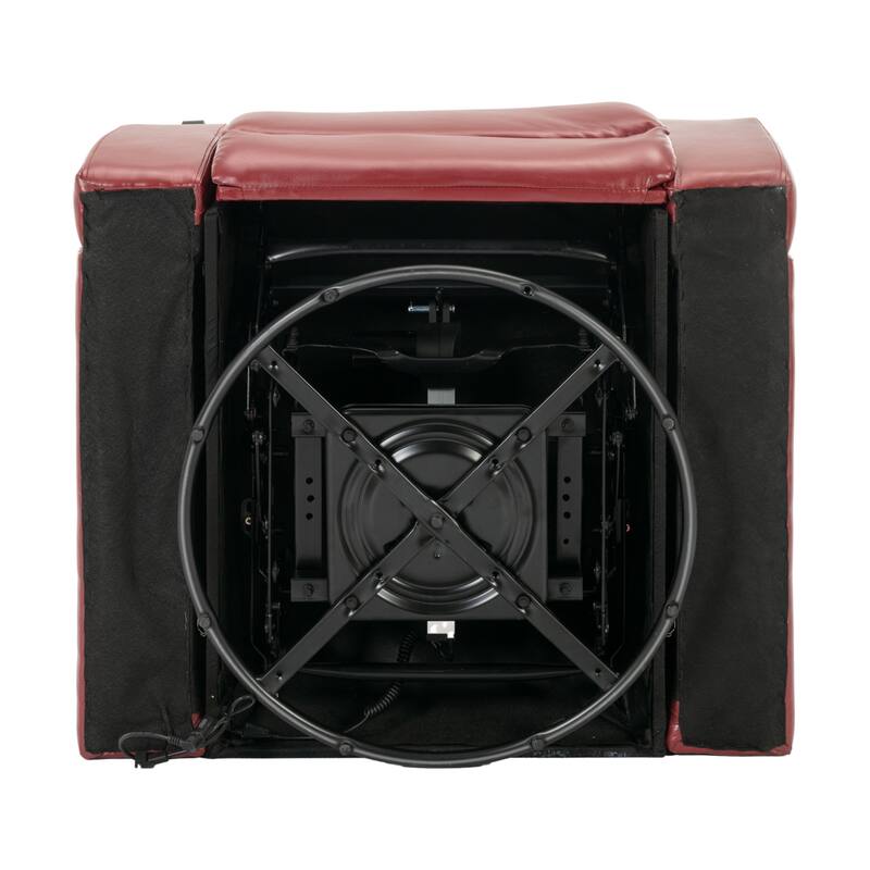 270 Degree Swivel PU Leather Power Recliner Individual Seat Home Theater Recliner with Comforable Backrest, Tray Table