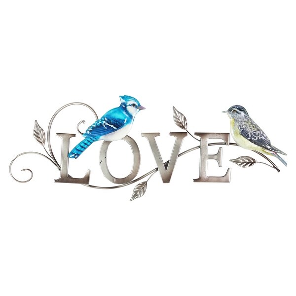 Exhart Metal Birds Love Sign Wall Art, 22.5 by 10 Inches