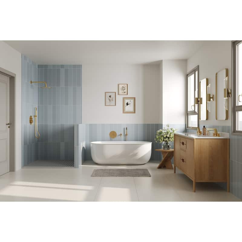 GRANDJOY Wall Mounted Tub Shower Faucet Set with Rotating Bathtub Spout and Handheld Shower