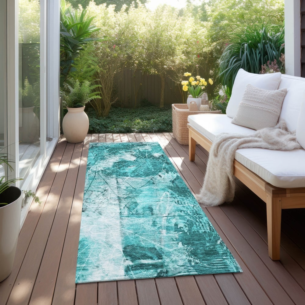 Machine Washable Indoor/ Outdoor Foilage Chantille Rug