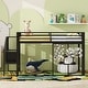 preview thumbnail 1 of 8, Metal Low Loft Bed Frame with Storage Staircase and Iron mesh Black