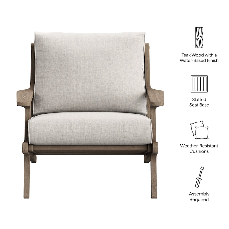 Saratoga Outdoor Patio Teak Wood Armchair