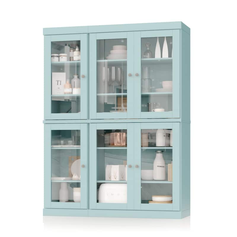 Palace Imports 100% Solid Wood 48.5" Pantry China Cabinet with Clear Glass Doors and Adjustable Shelves