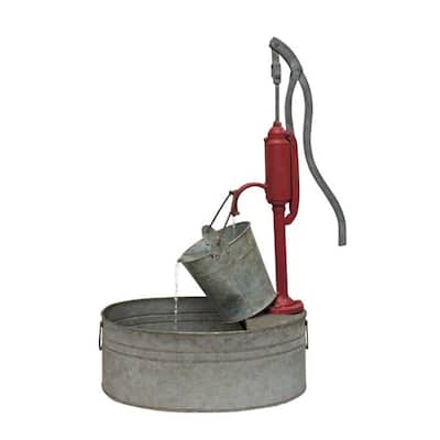 Pump with Pail Fountain 18.25"L x 29.5"H Iron